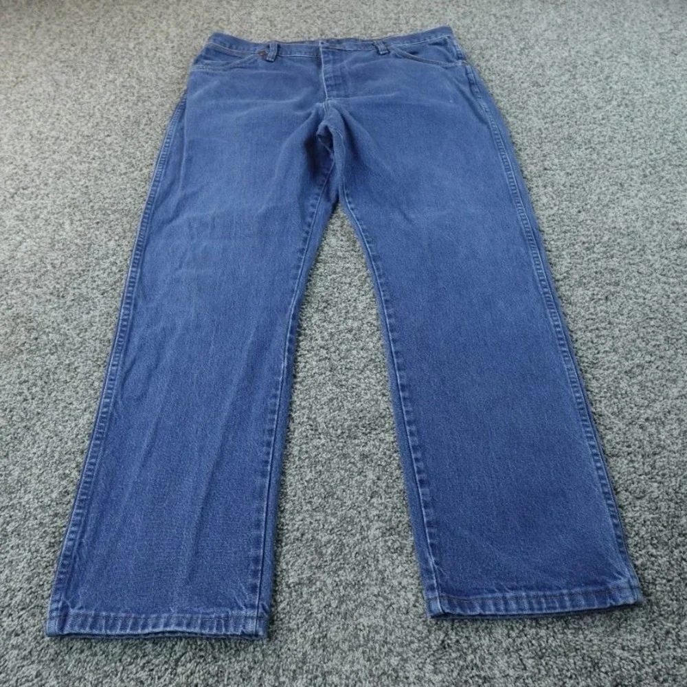 VTG Wrangler Jeans Mens 38X30 Dark Blue Denim 13MWZ Cowboy Cut Rodeo Western 90s